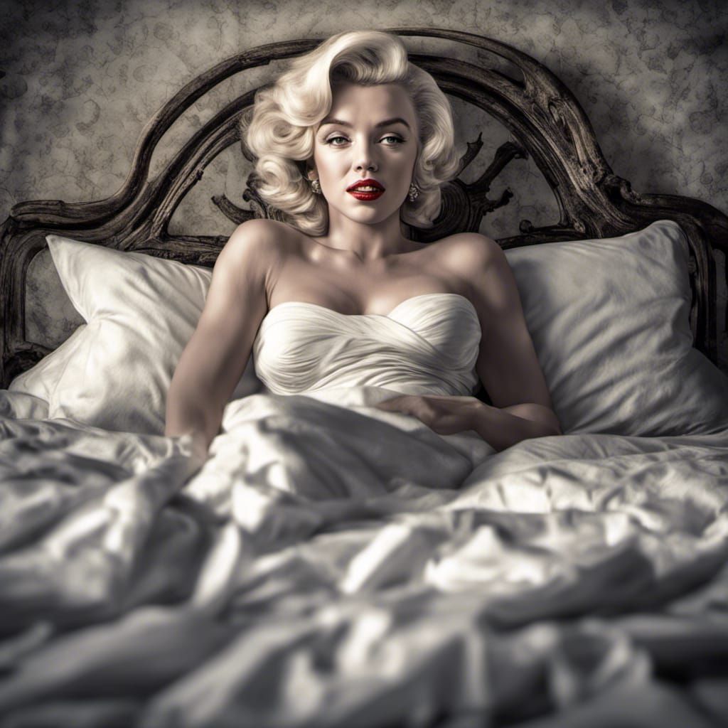 Hyperrealistic Marilyn Monroe Portrait in Bed
