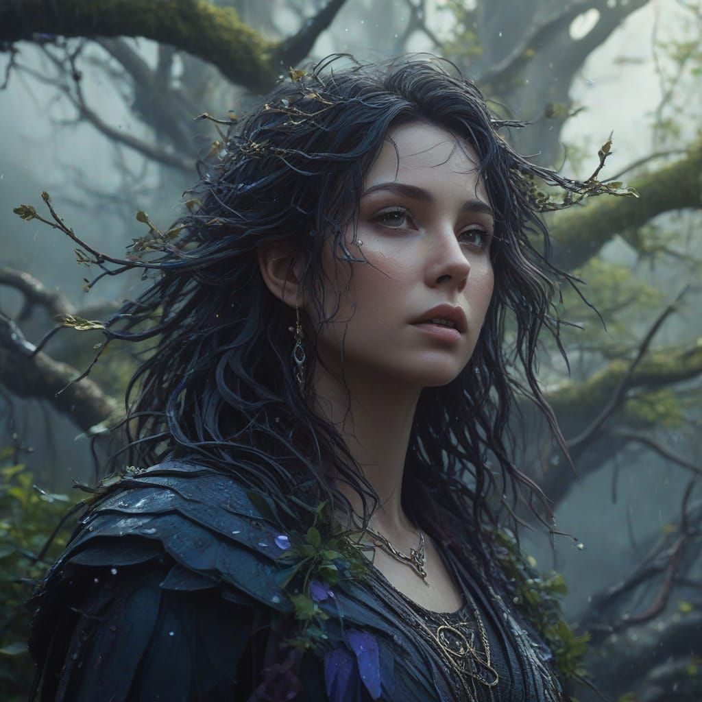 Ethereal Goddess Amidst Dystopian Ruins