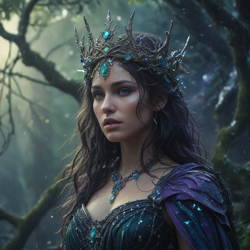 Aphrodite in Dystopian Ruins, Shining with Celestial Light