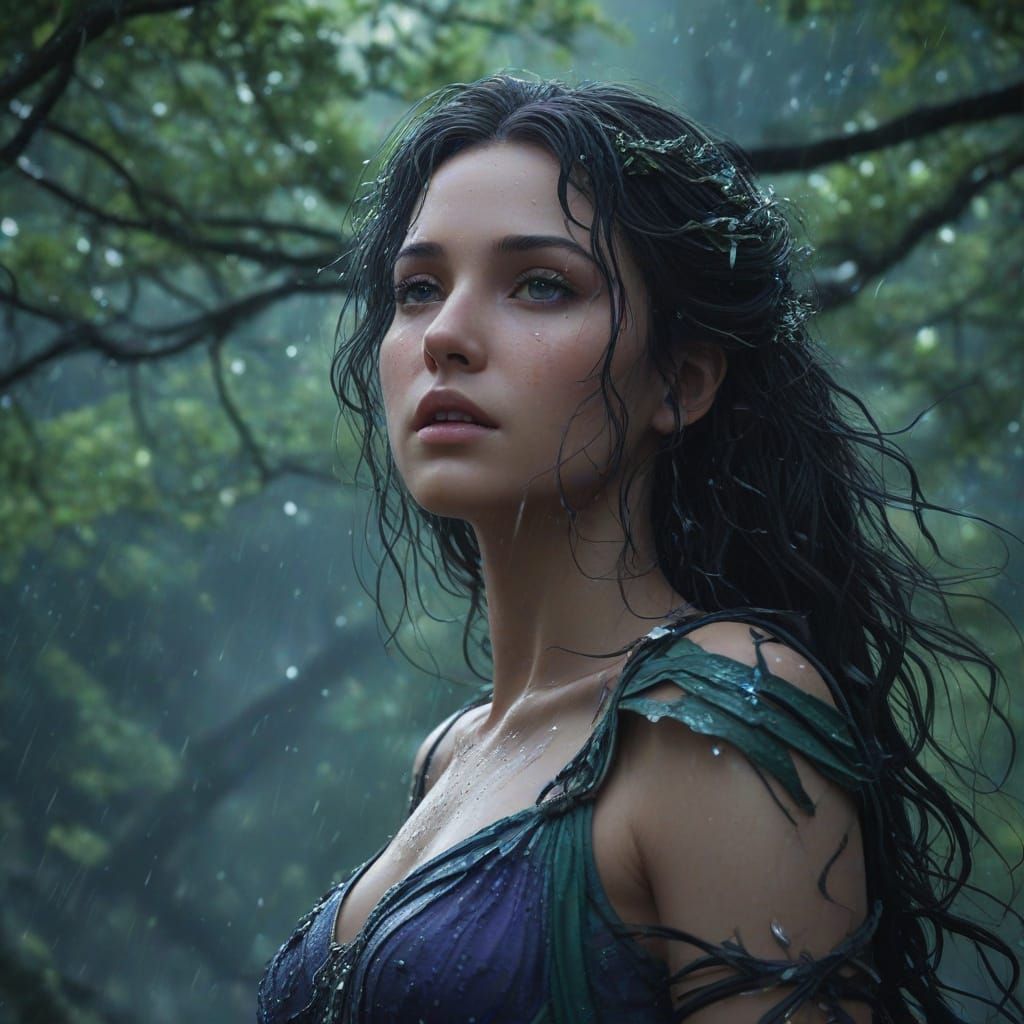 Ethereal Goddess Amidst Dystopian Ruins