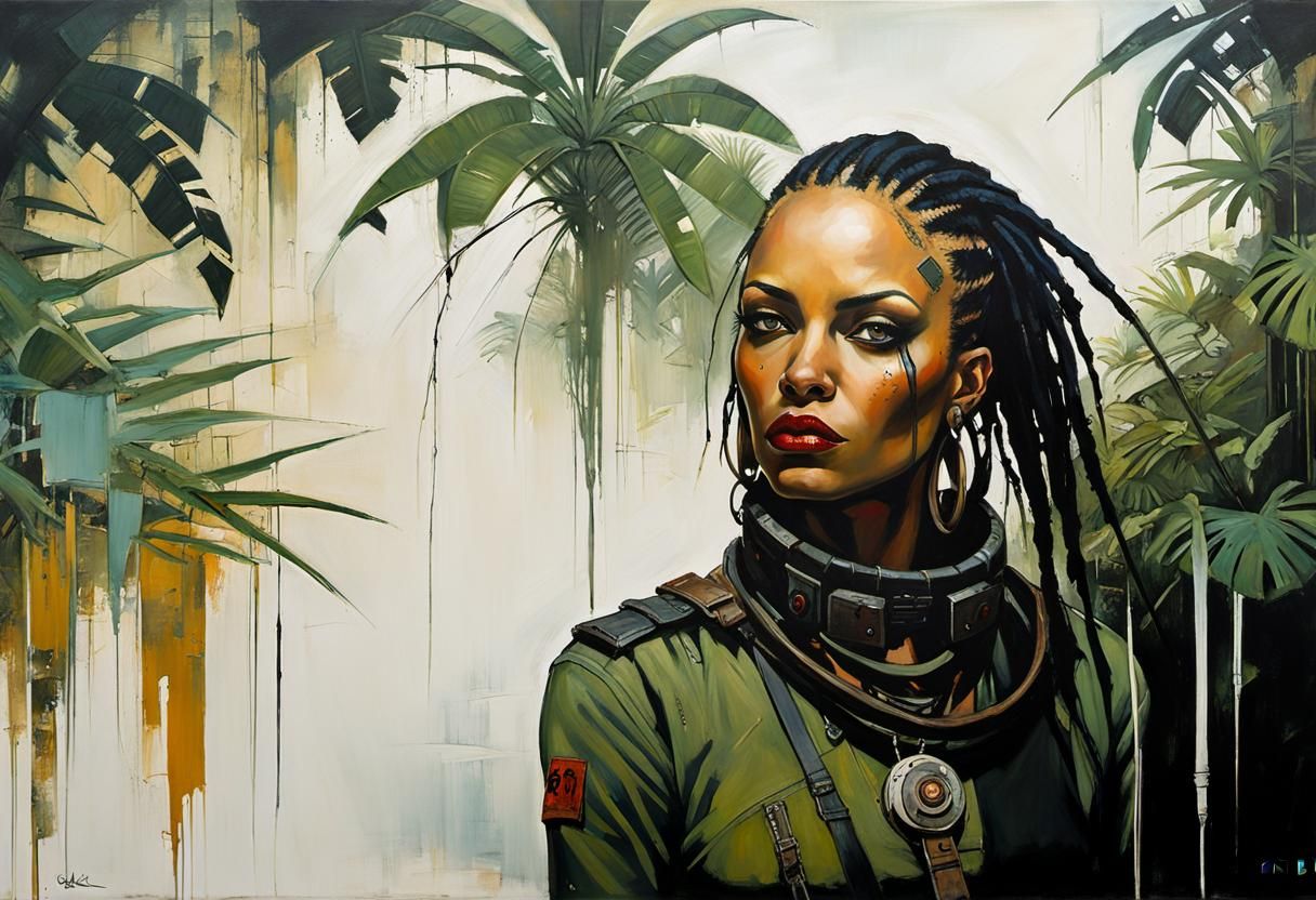 Biopunk Girl in Dystopian Jungle Portrait