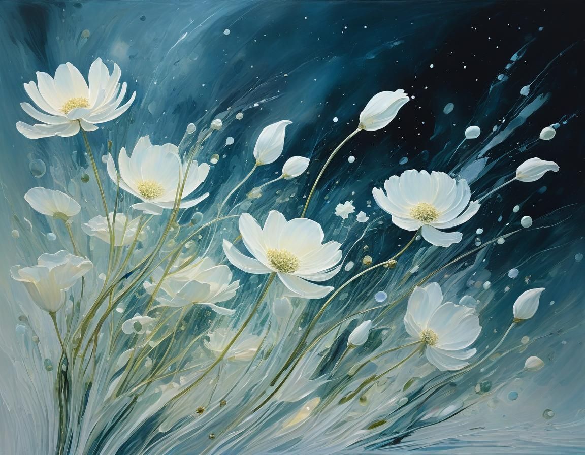 Ethereal Abstract Floral Art in Renaissance Style