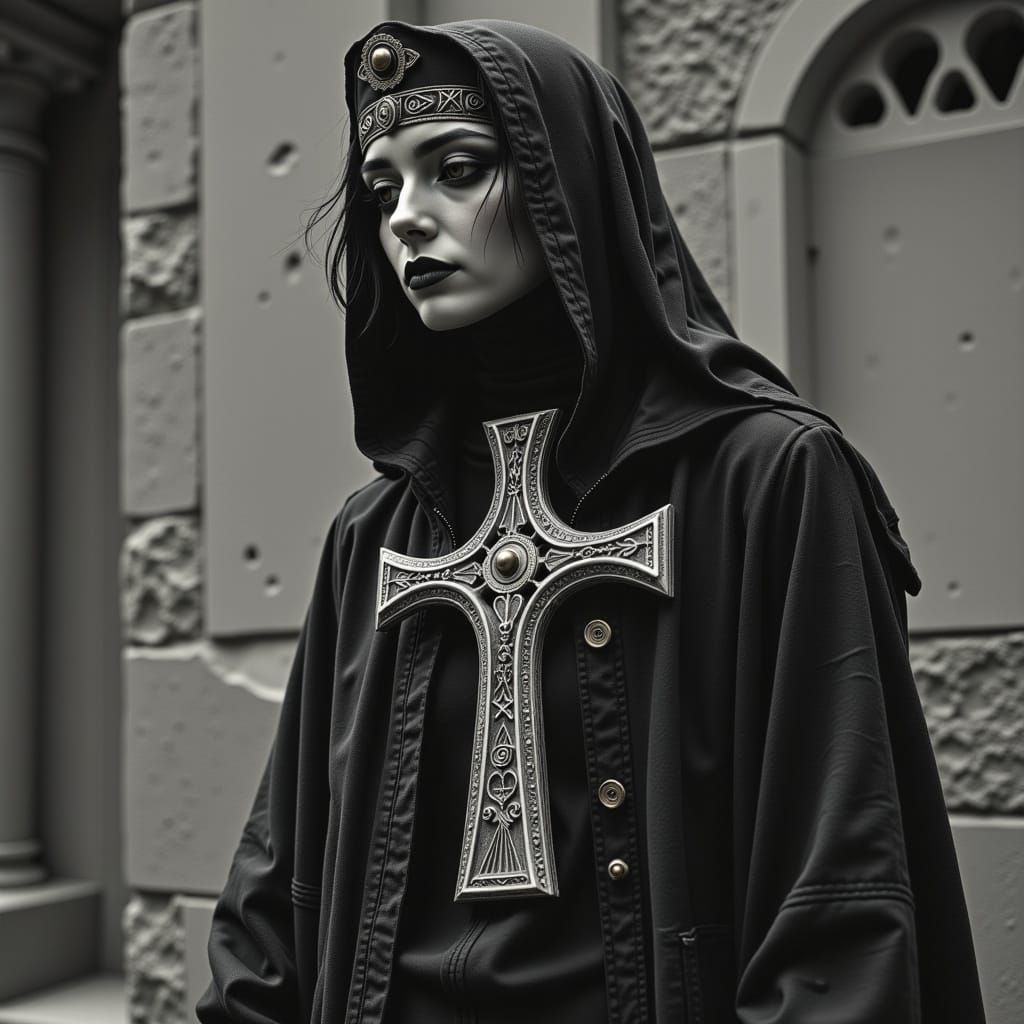 Ankh Symbol Line Art in Comic Book Style