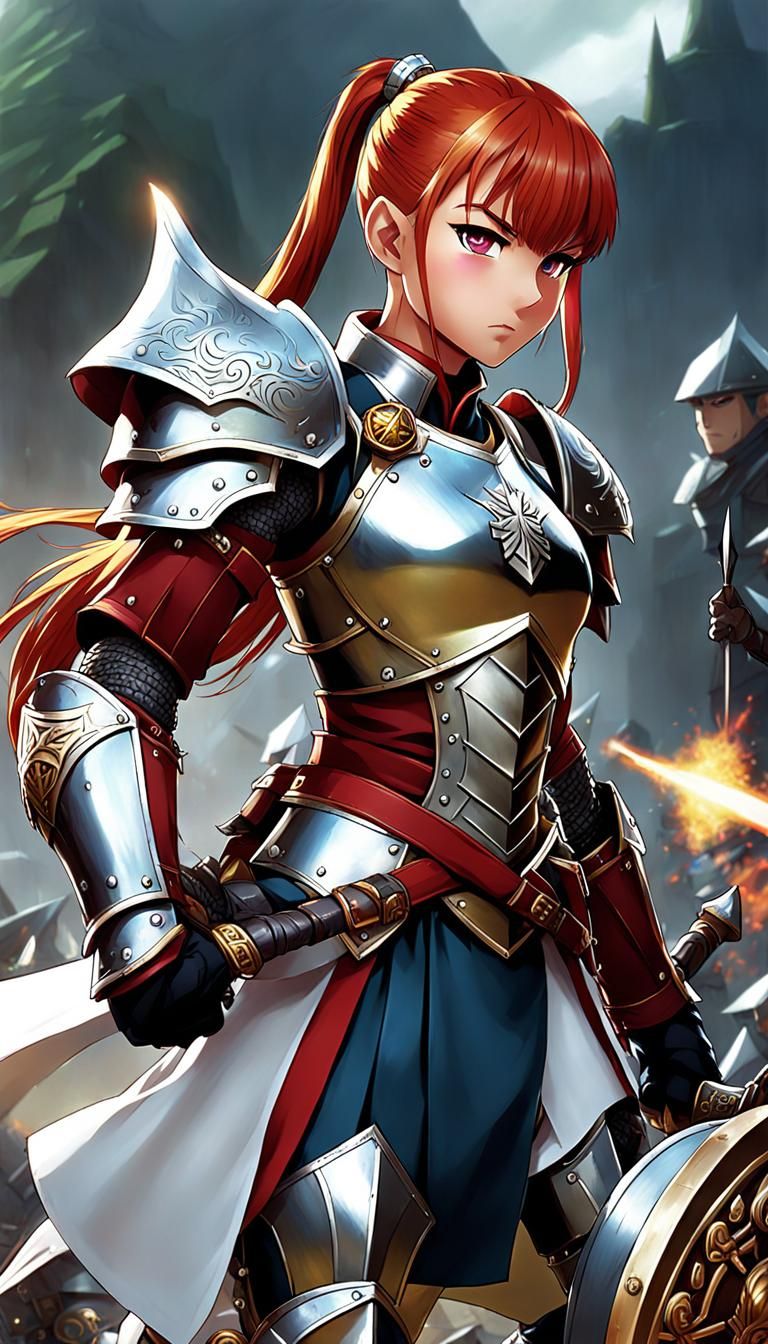 Anime Style Female Dwarf Battle Cleric