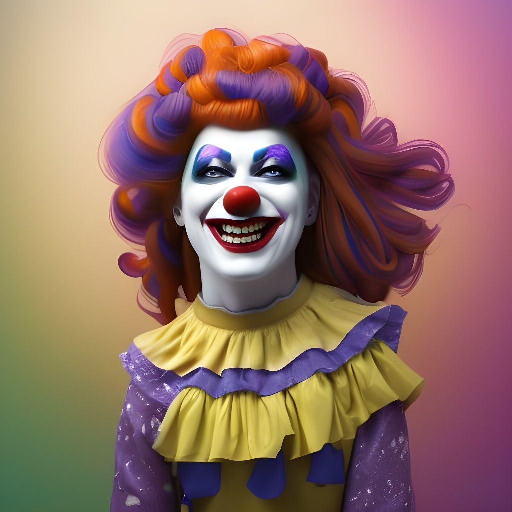Friendly Female Clown in Hyperrealistic Splash Art