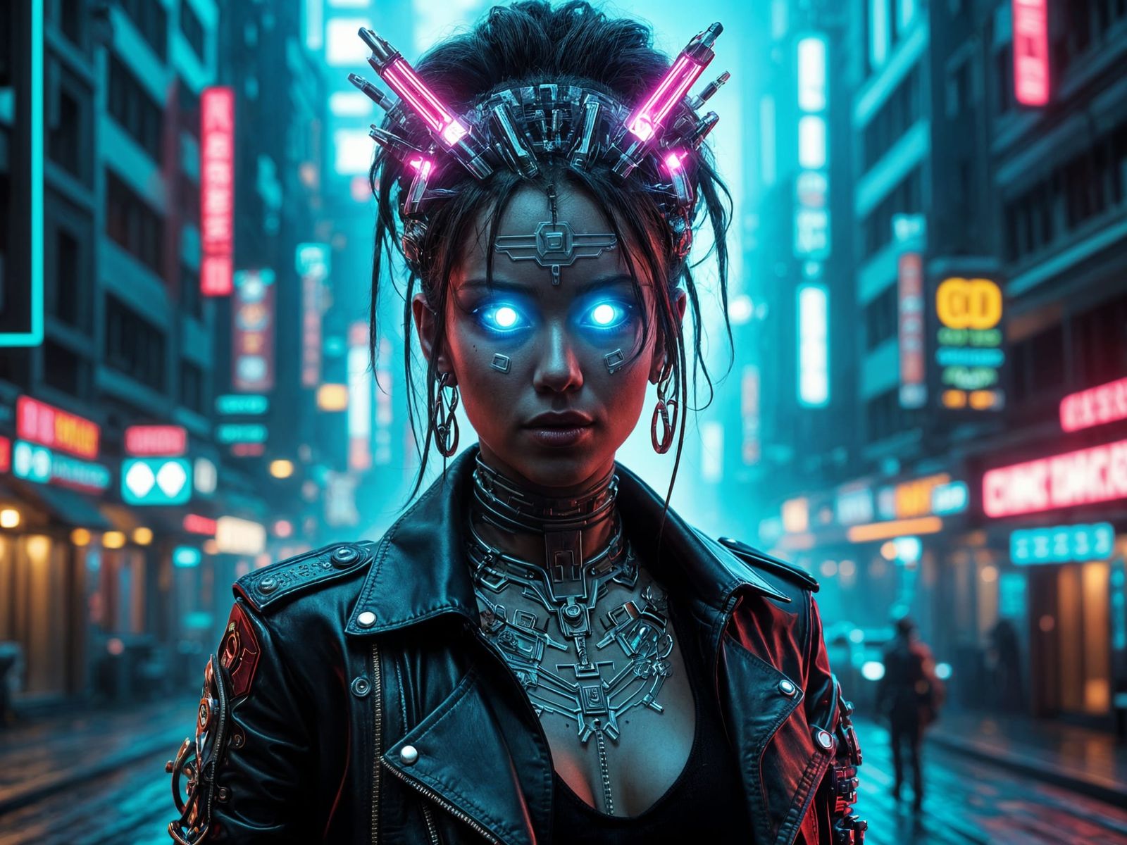Cyberpunk Queen in Futuristic Attire