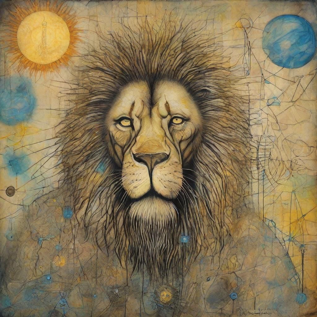 Surreal Lion Man in Futuristic Dreamscape