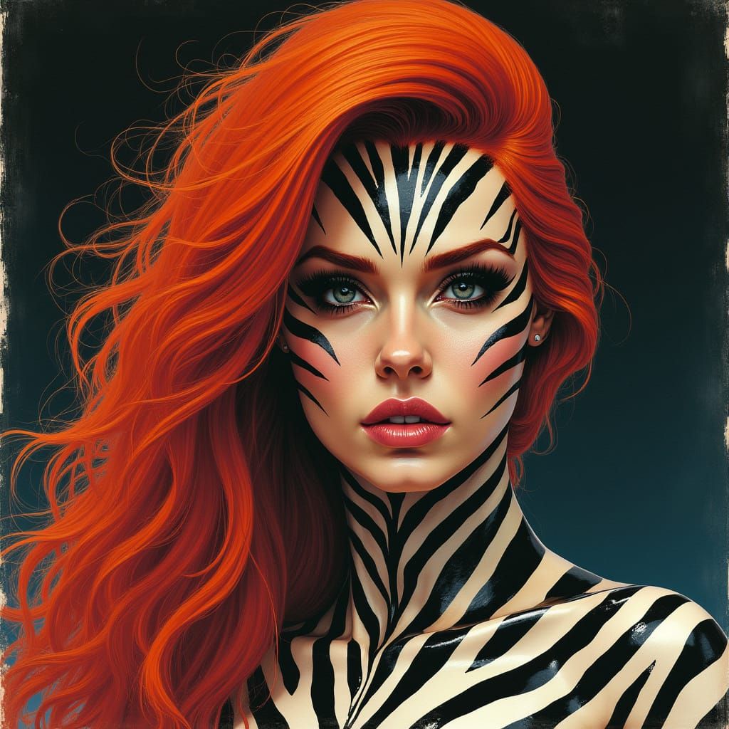 Humanoid Zebra Woman: 1980s Sci-Fi Movie Poster