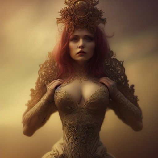 Intricate Rococo Portrait of a Female Hero