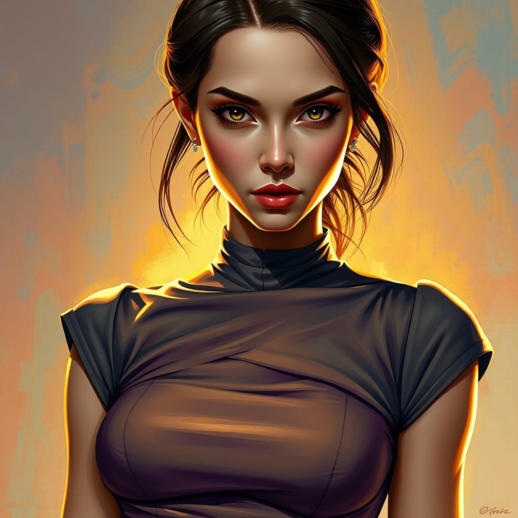 Enigmatic Woman in Hyperrealistic Splash Art