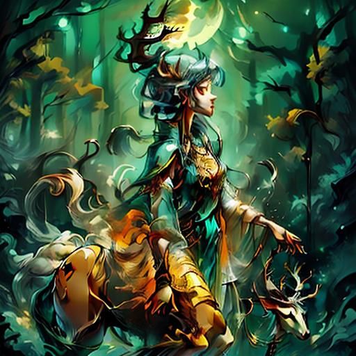 Female Centaur in Mayan Outfit with Deer Body