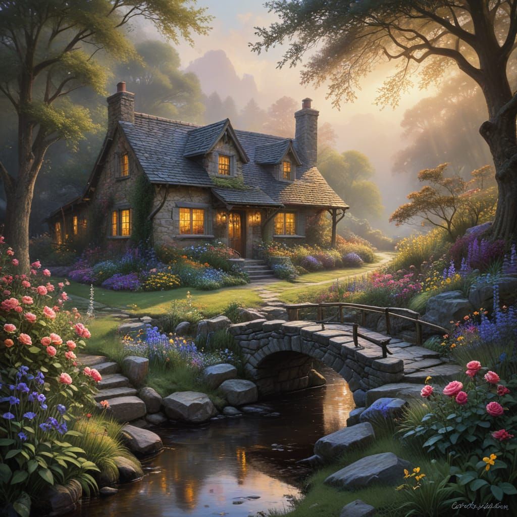 Multicolored Blooming Paradise in Atmospheric Sunrise Light