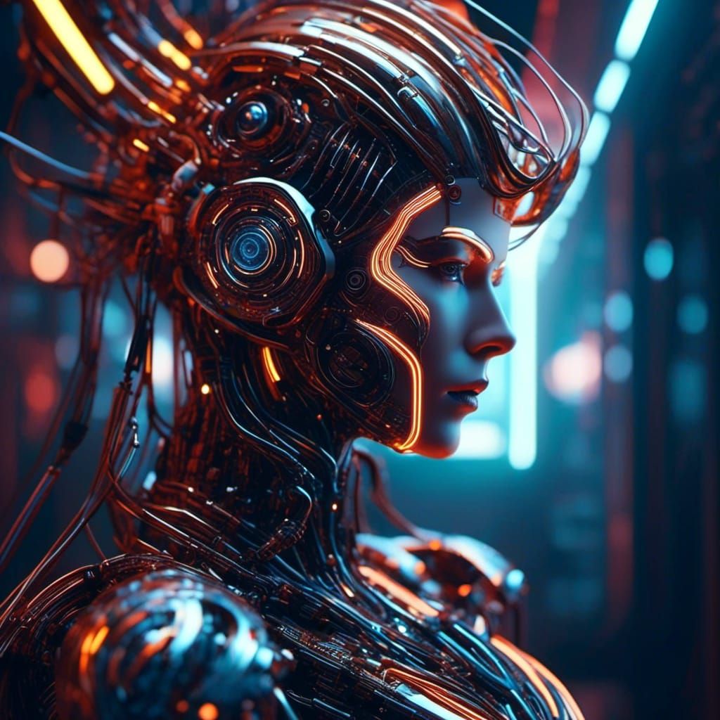 Futuristic Cybernetic Companion Inspired by Androgynous Pers...