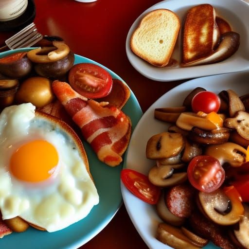 Realistic Breakfast Meal with Bacon and Pancakes