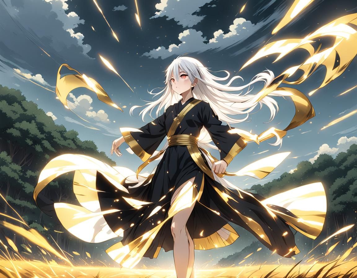 Anime Key Visual: Woman Dancing in Open Field