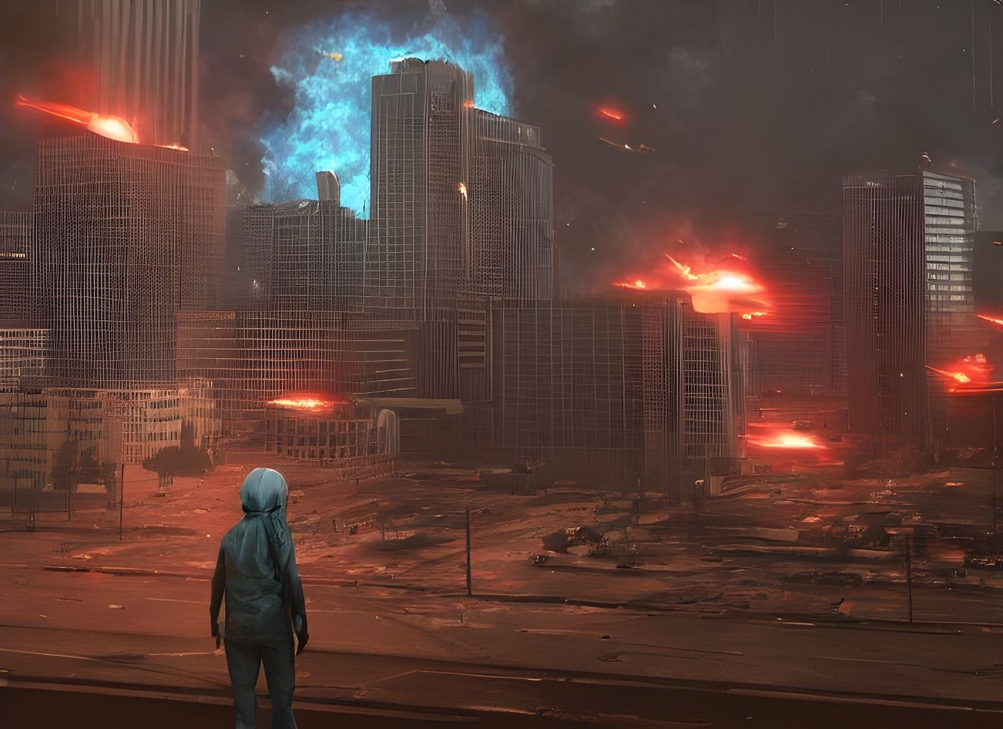 Watching in disbelief as their city is destroyed