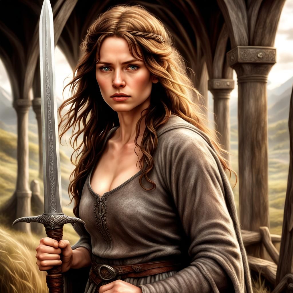 Lord of the Rings Woman Warrior: Hyperrealistic Image