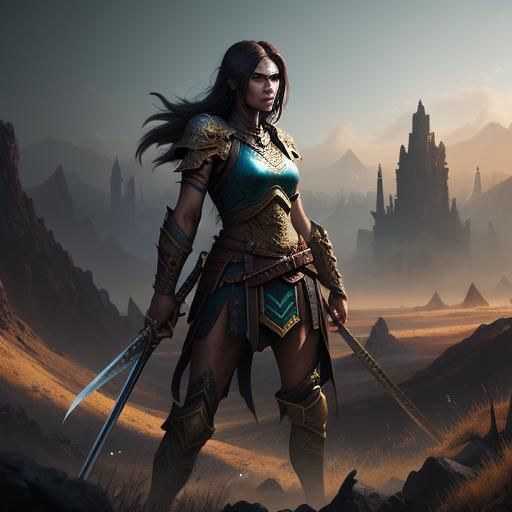 Fantasy Battle-Scarred Warrior with Poleaxe, Detailed Matte ...