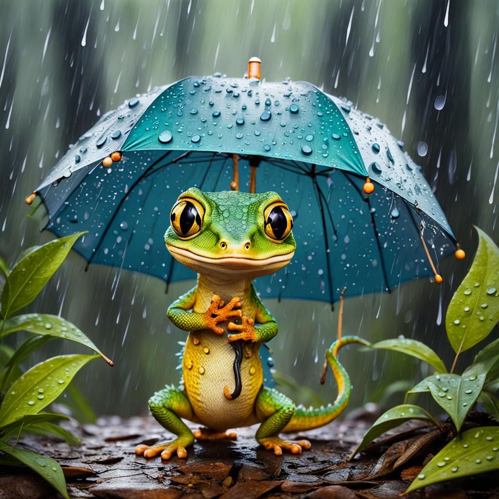 Gecko in a Rainstorm