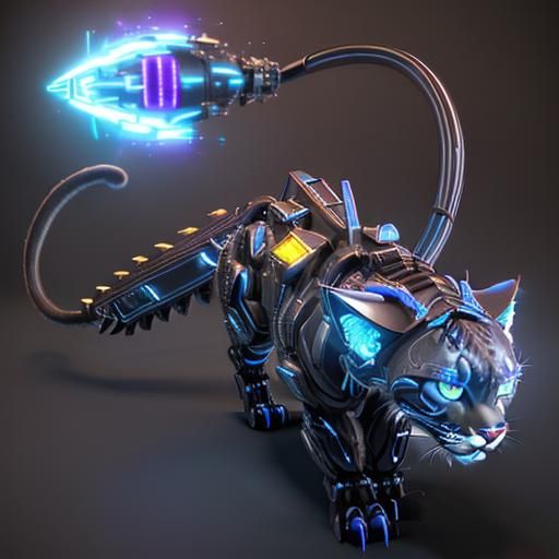 Cyberpunk Displacer Beast: Robotic Feline in 3D