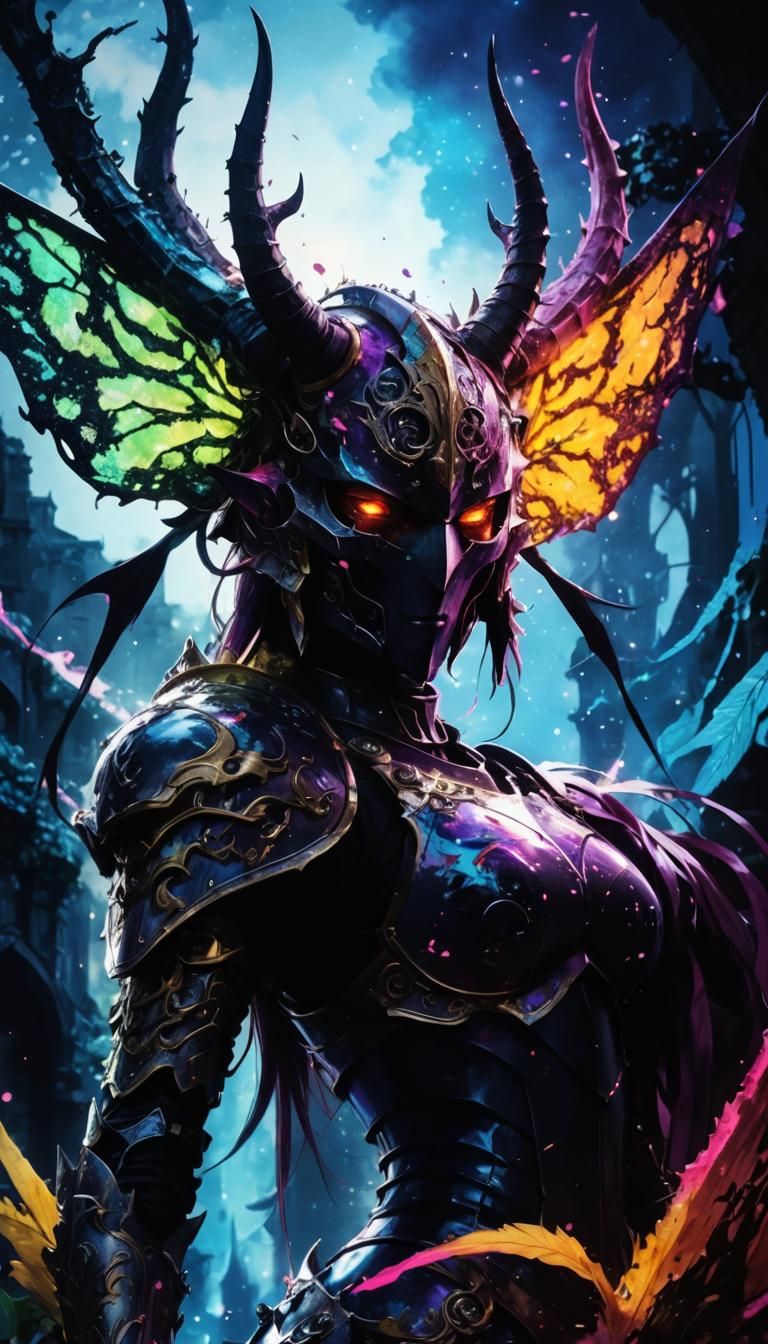 Ethereal Knight in Baroque Armor, 80s Anime Style Poster