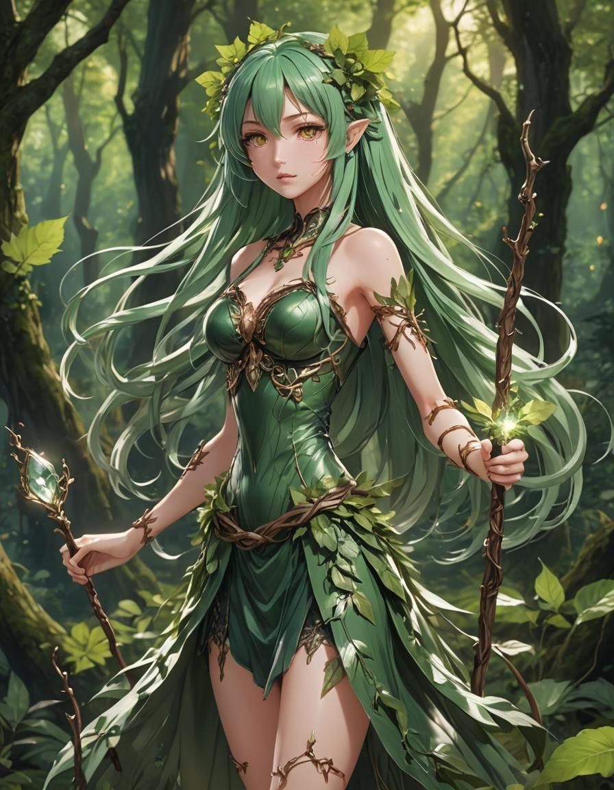 Anime Earth Sprite in Lush Forest