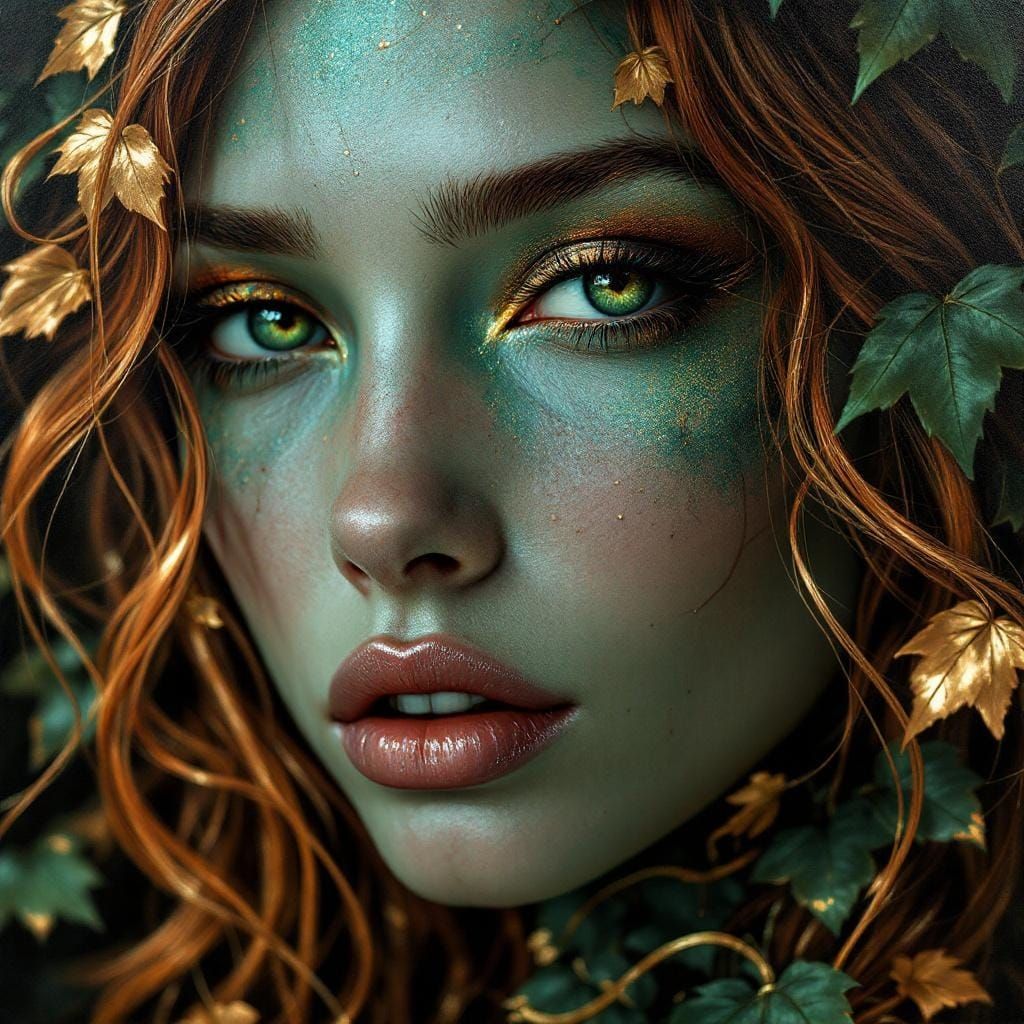 Metallic Oil Painting of Poison Ivy