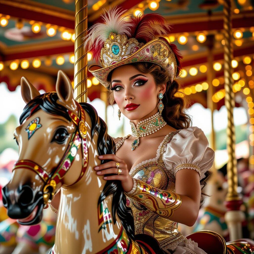 Carousel Rider Portrait in Painterly Style