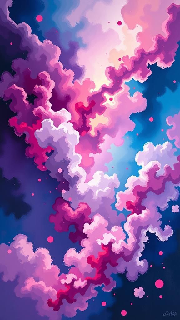 Abstract Realm of Swirling Clouds in Vibrant Colors