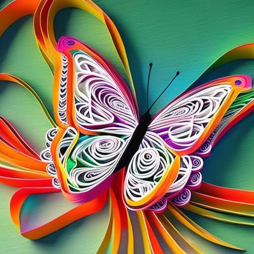 Colorful Kirigami Butterfly with Intricate Paper Details