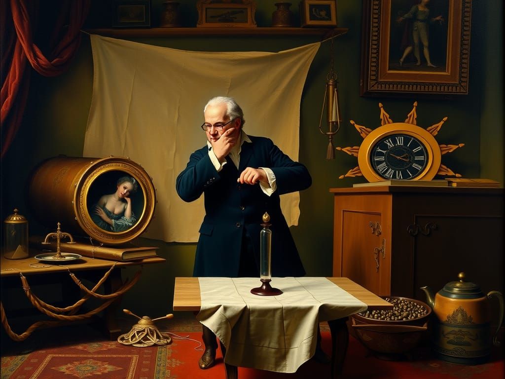 Mesmer's Magnetic Treatments: 18th Century Oil Painting