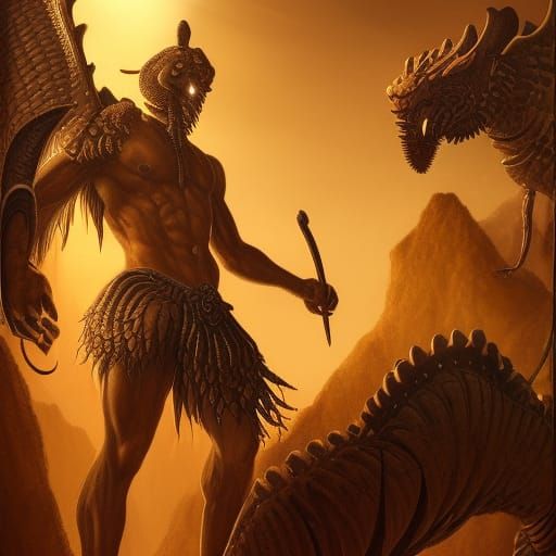 Babylonian Aqrabuamelu Scorpion Man in Golden Hour