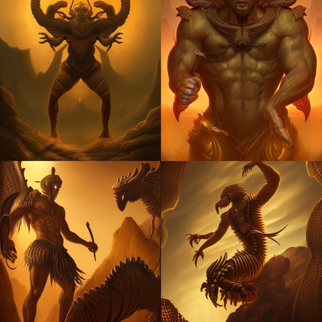 Babylonian Aqrabuamelu Scorpion-Man Hybrid in Golden Hour