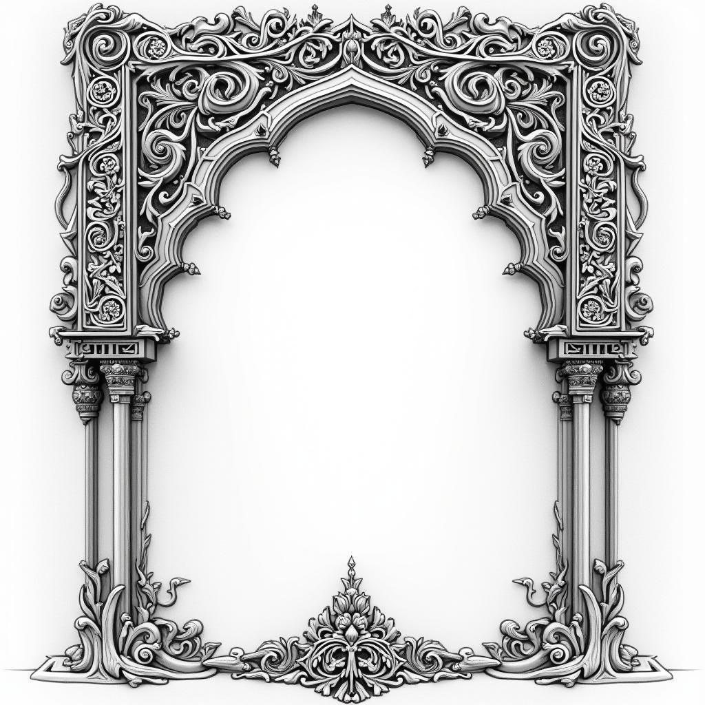 Ornate Islamic Page Cover in Sketch Style