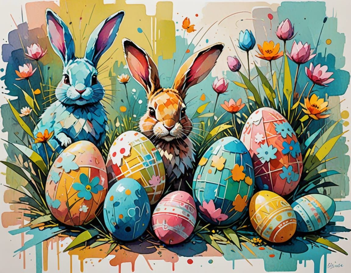 Vibrant Easter Card in Pastel Hues