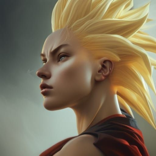 Female Super Saiyan in Caravaggio Style Portrait