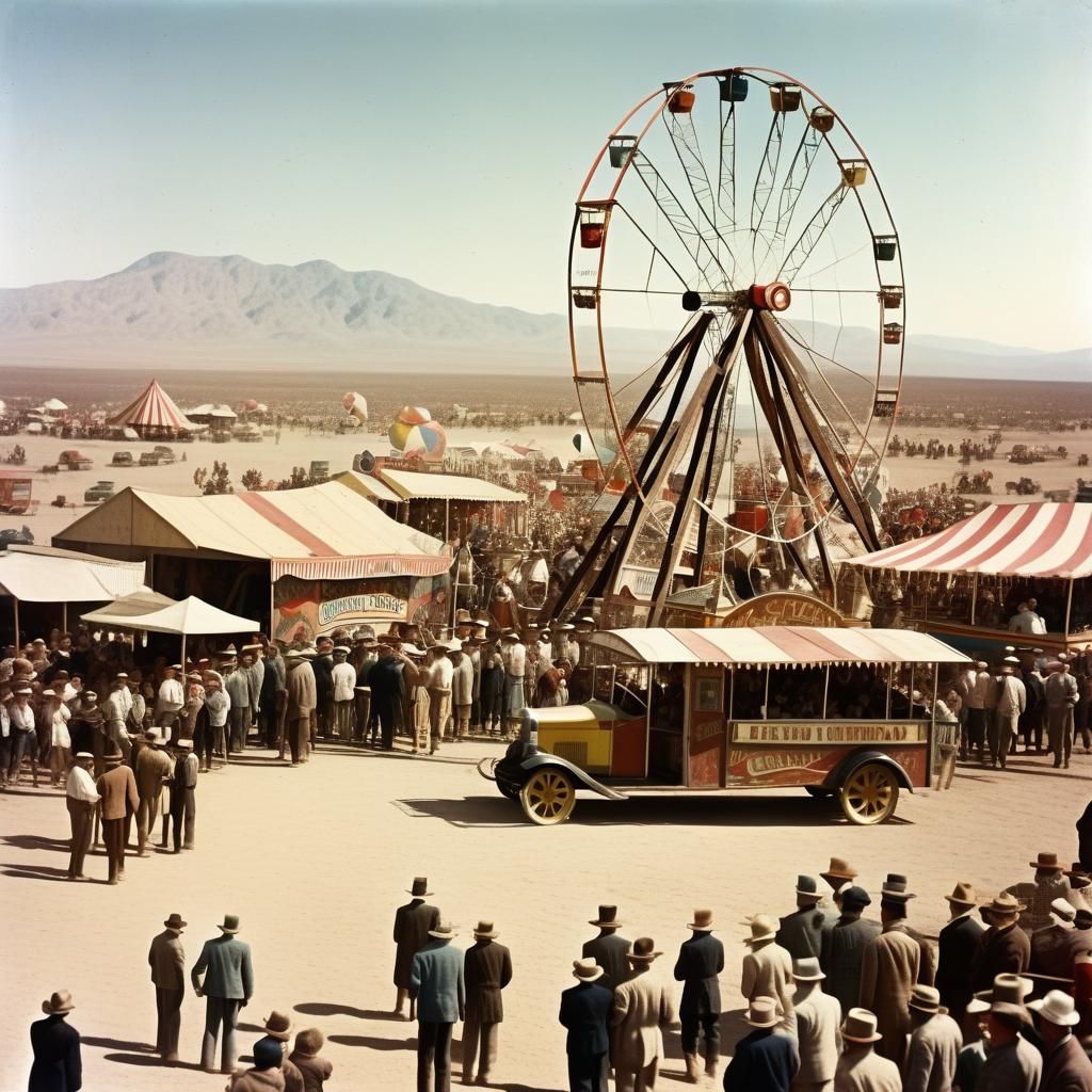 Vintage Desert Carnival Ferris Wheel, 1930s Style