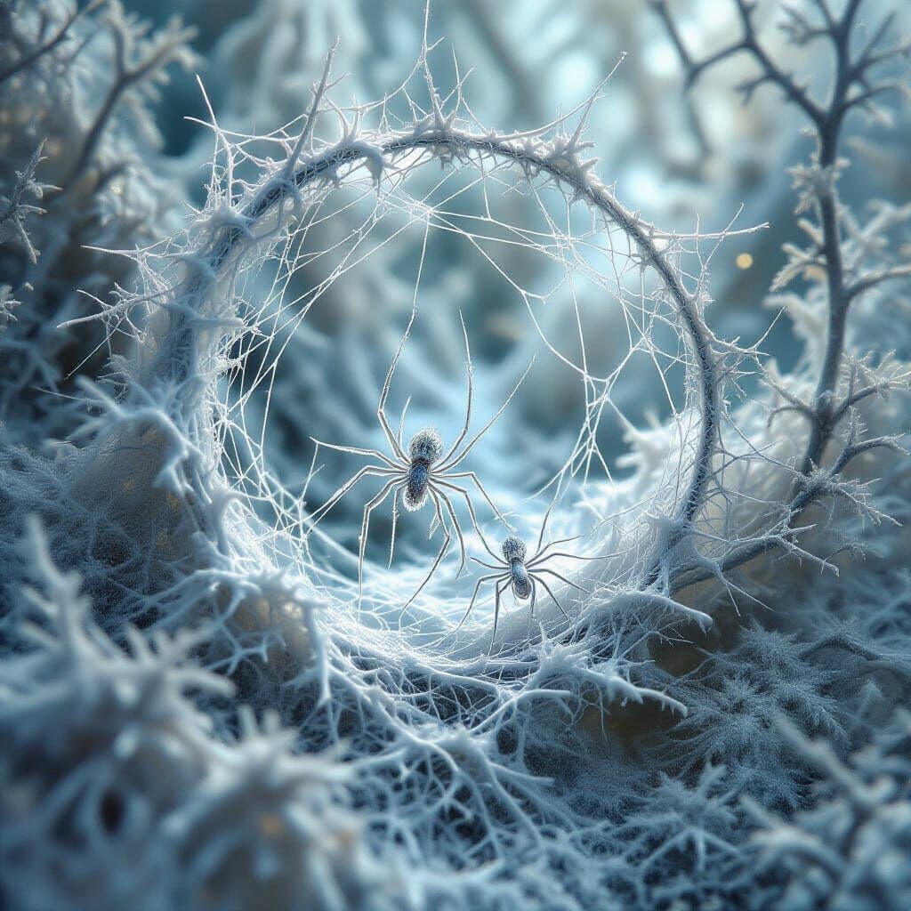 Ethereal Spiderweb Sculptures in Dreamlike Digital Art
