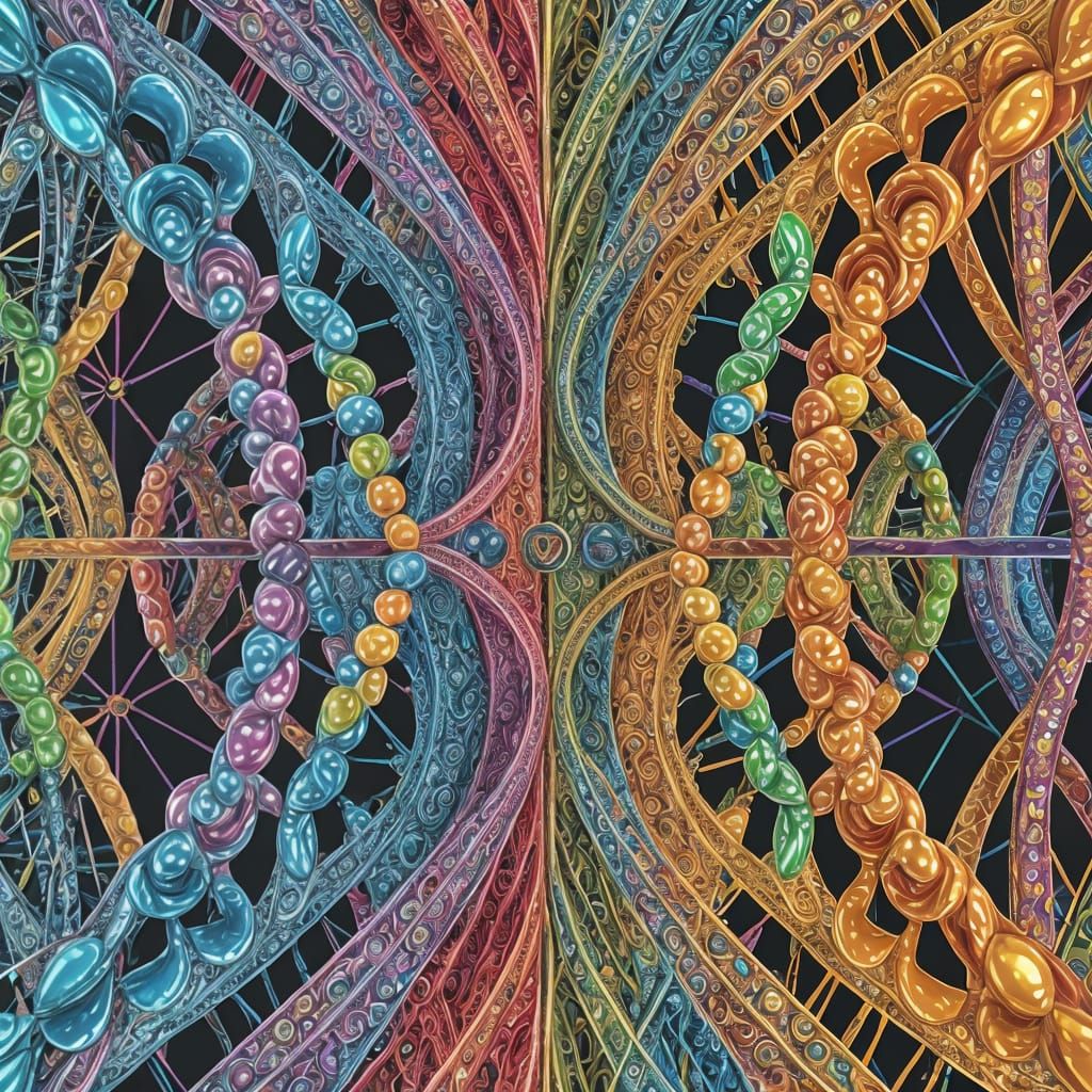 Vibrant Double Helix in Psychedelic Style