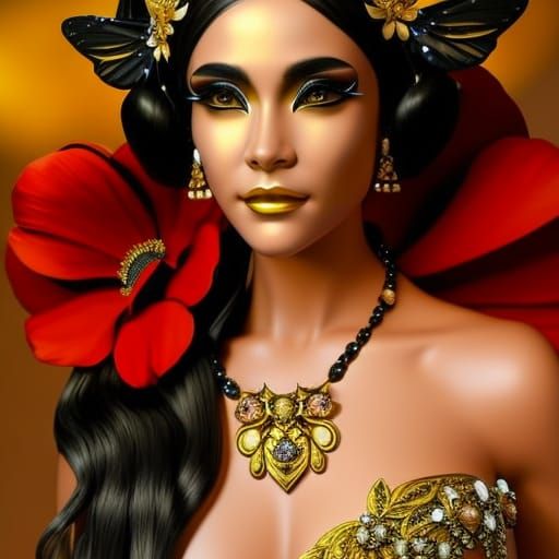 Bees Princess in Black and Gold Dress