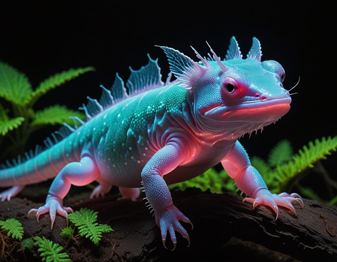 Cyberpunk Axolotls in Neon Horror Aesthetic