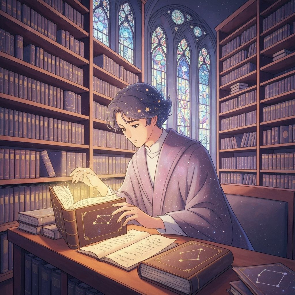 Celestial Librarian in Studio Ghibli Style