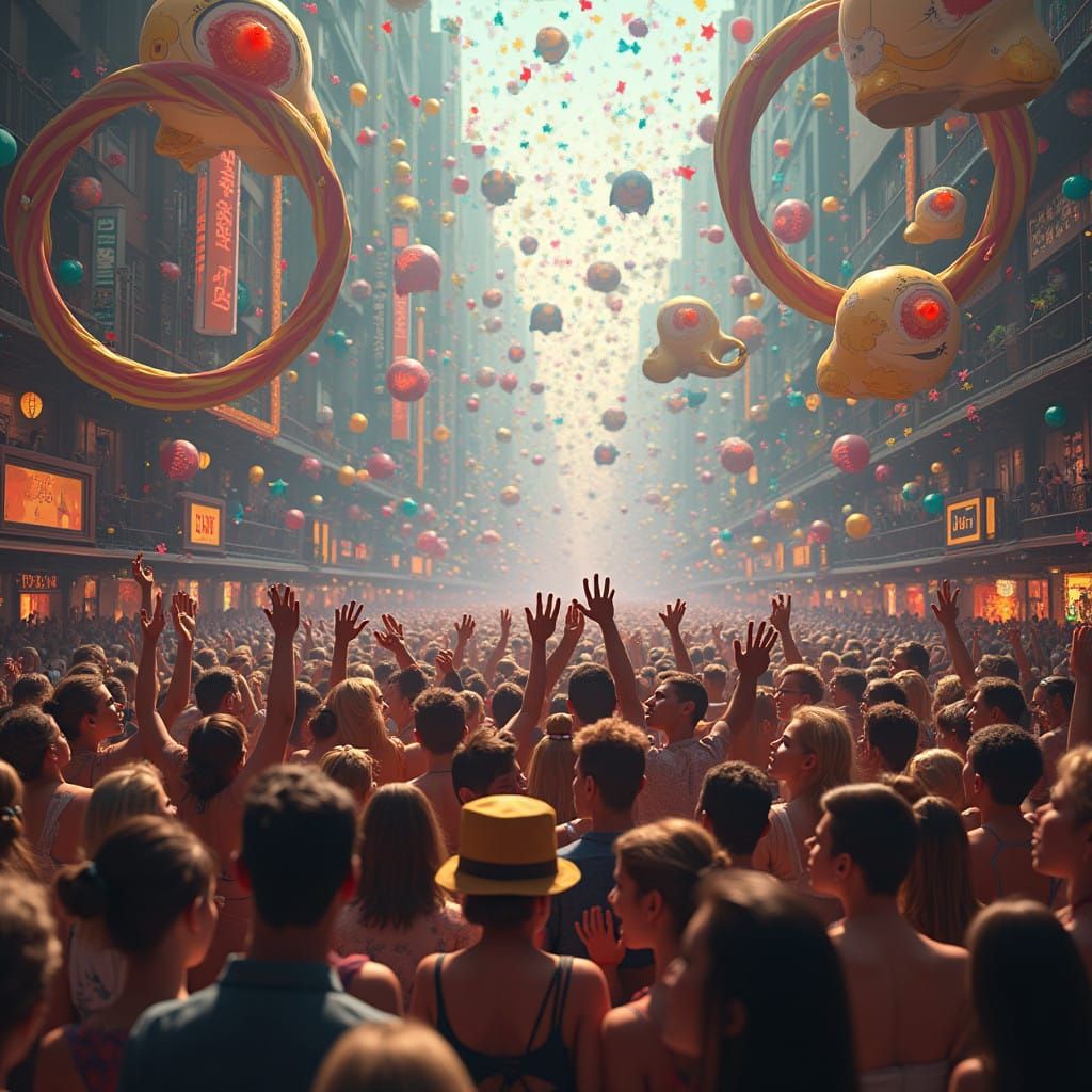 Ethereal Gathering of Humanity in Vibrant Diddy Party