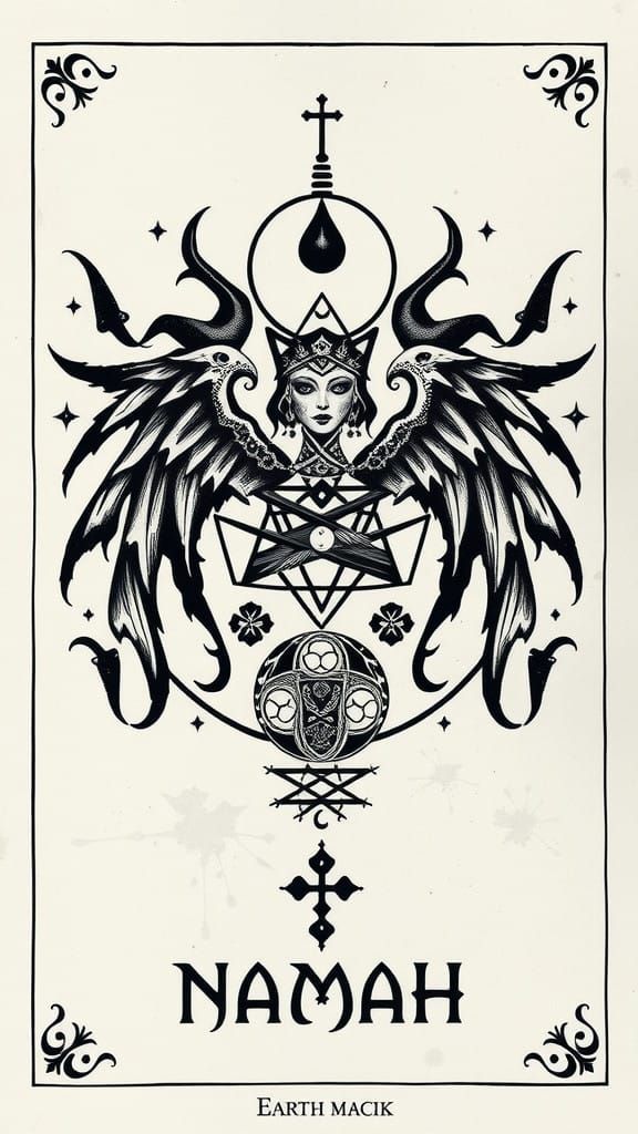 Dark Qliphothic Sigil of Goddess Naamah in Black Ink