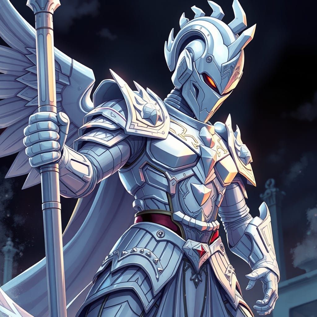 Heroic White Pawn in Anime-Inspired Cel-Shaded Style