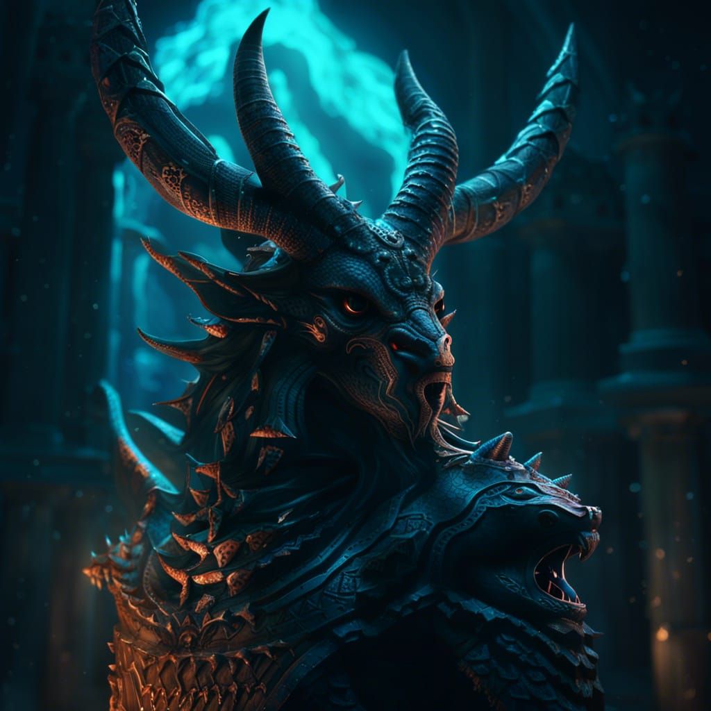 Mystical Dark Fantasy Creature in Art Nouveau Style