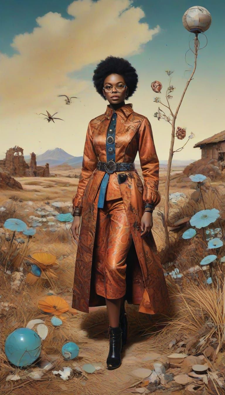 Vibrant Dreamscape Collage with Steampunk Elements