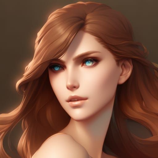 Detailed Portrait of Girl with Brown Hair and Teal Eyes