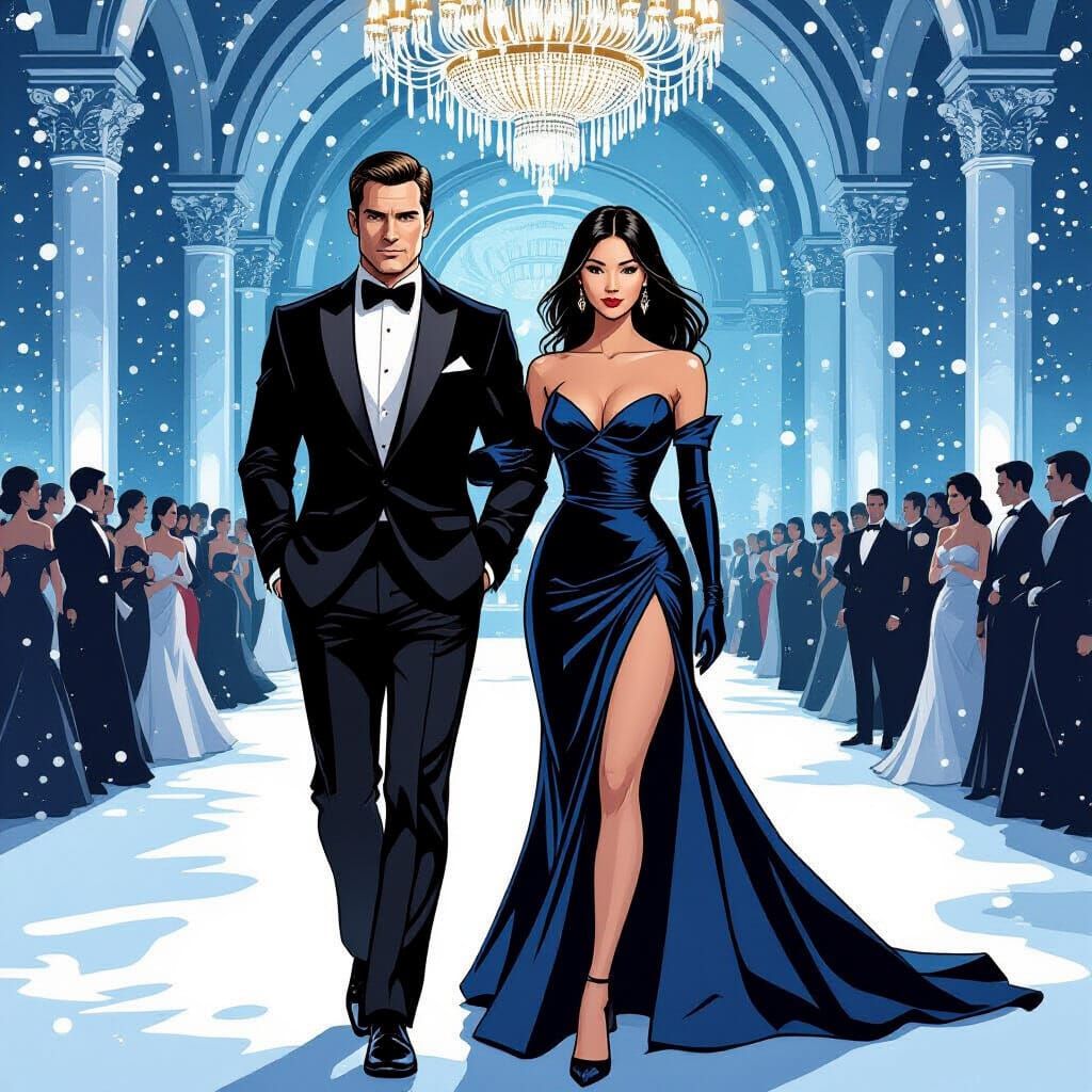 James Bond and Asian Agent at Arctic Yule Ball in Comic Art ...