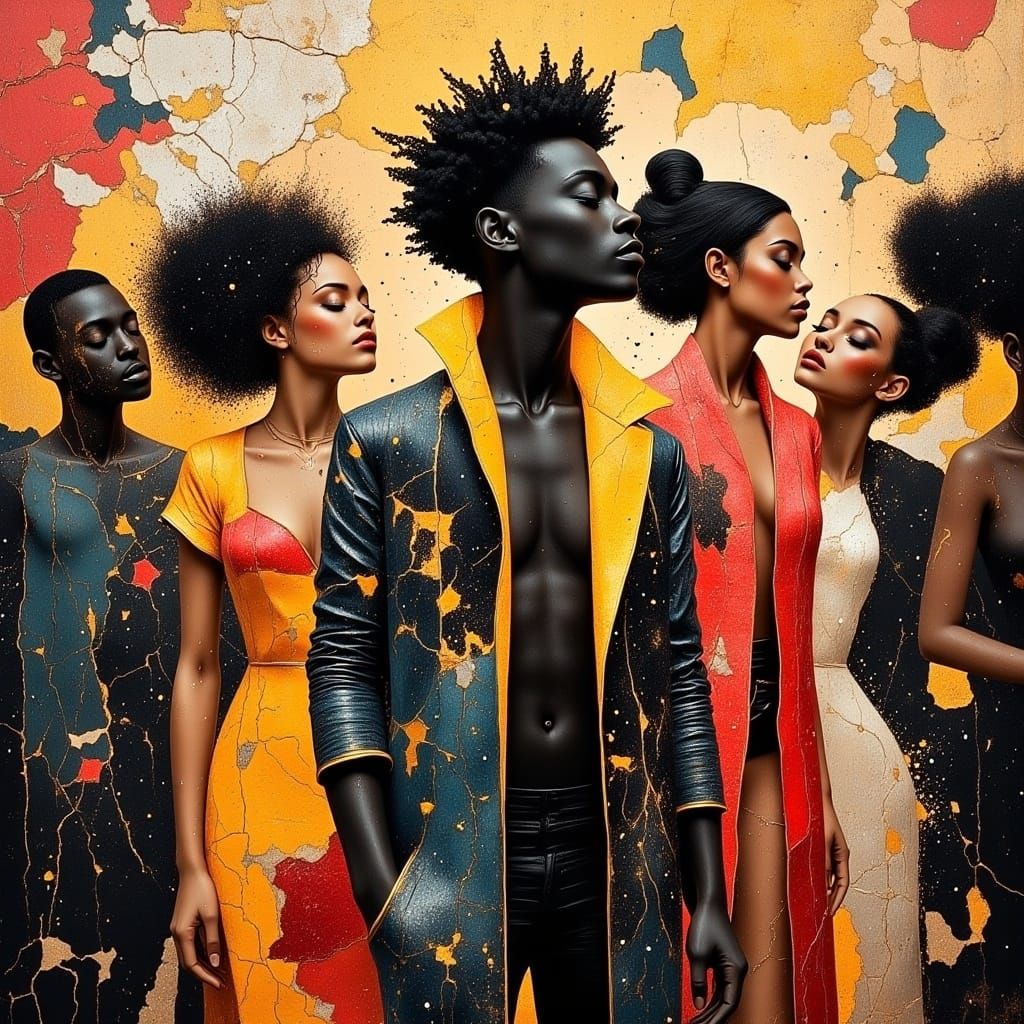 Man in Vibrant Leather Suit at Joyful Modern Party